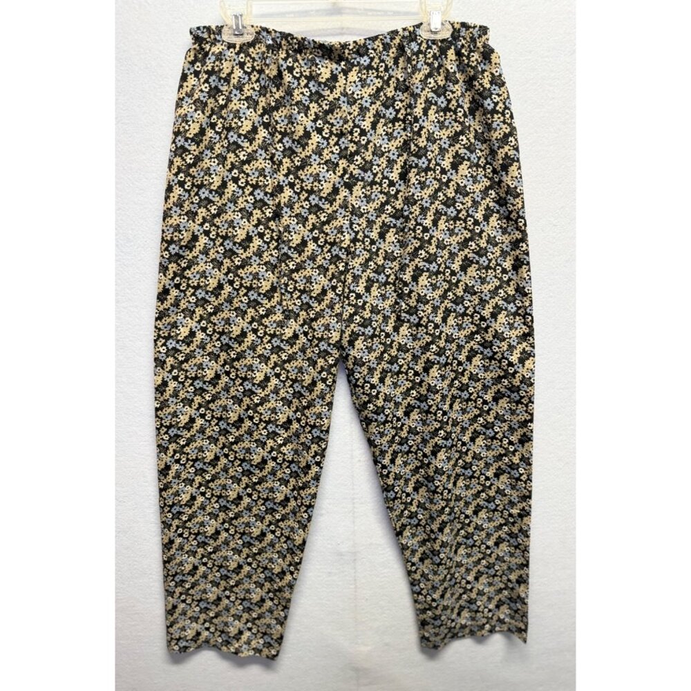 Kathy Lee Vintage Floral Elastic Waist Womens Pants Size Medium